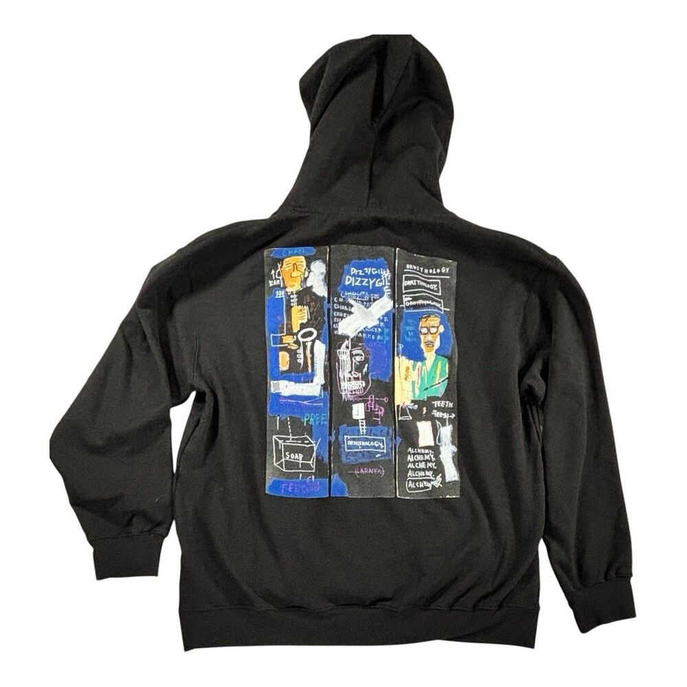 Jean-Michel Basquiat Black Hoodie HORN PLAYER Size XL